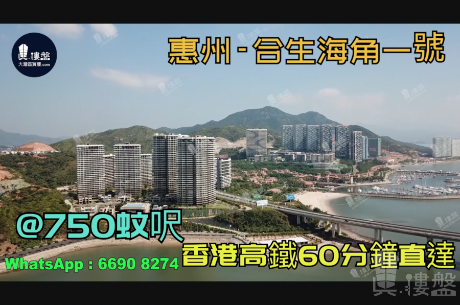 合生海角一號-惠州|首期3萬(減)|@750蚊呎|香港高鐵60分鐘直達|香港銀行按揭(實景航拍)